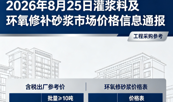 政和2026年8月25日灌浆料及环氧修补砂浆市场价格信息通报
